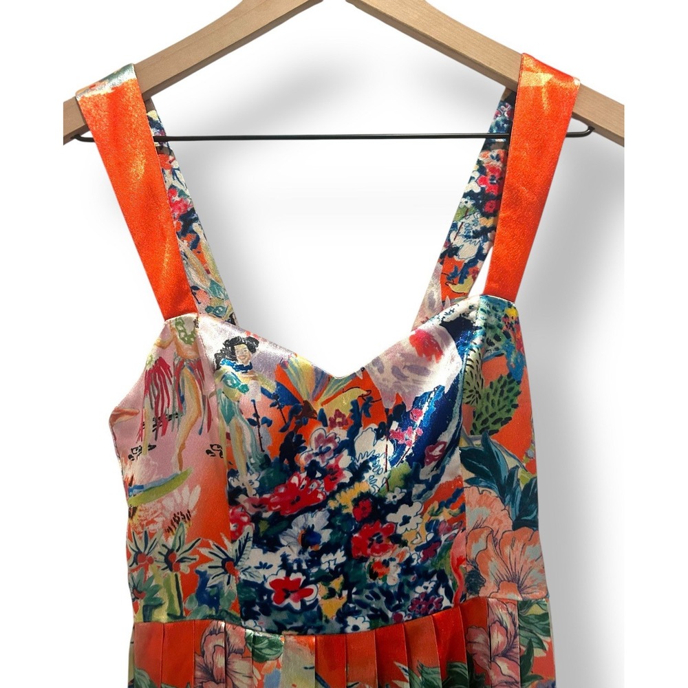 90s Y2K Floral Dress Red straps Whimsigoth Grunge Sz 2 Maxi - Picture 7 of 15